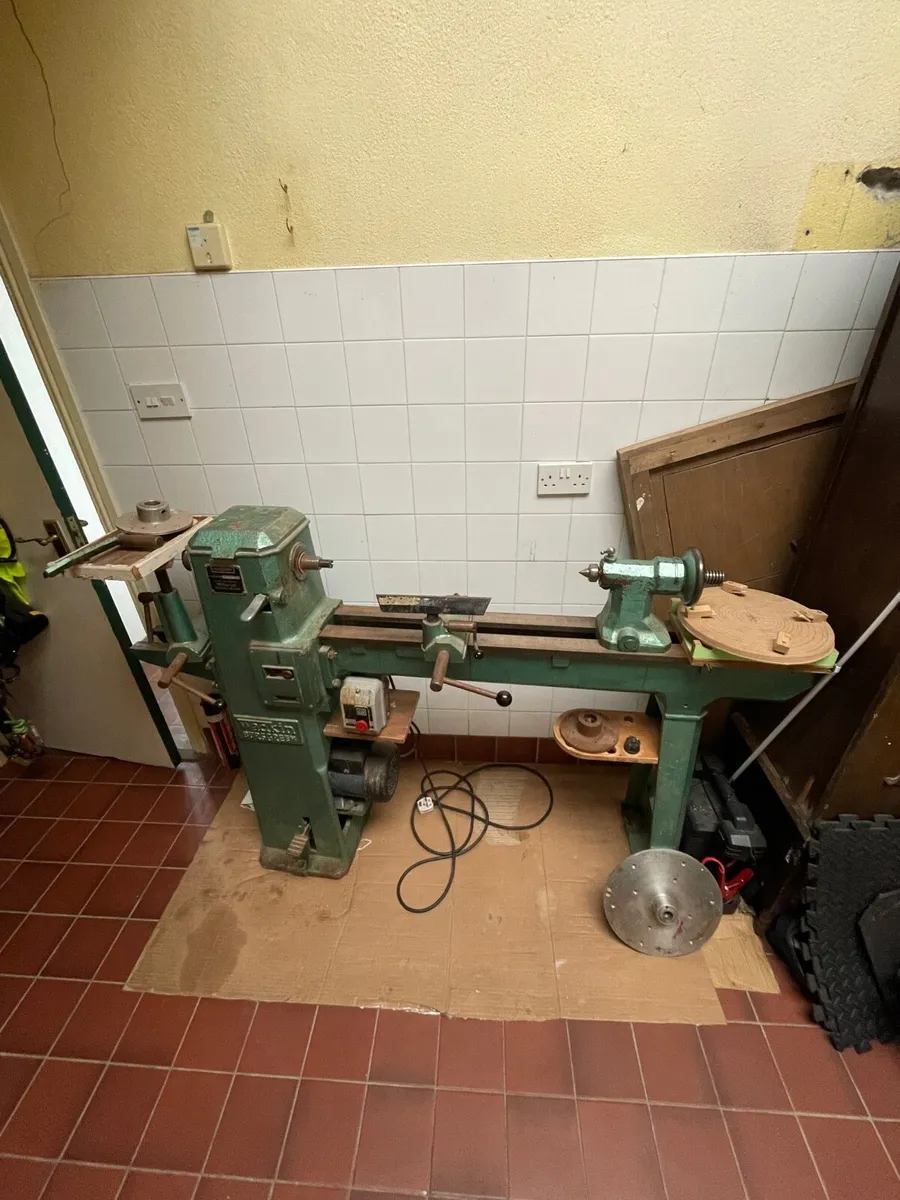 Wadkin Bursgreen BZL Lathe, chisels and wood - Image 1