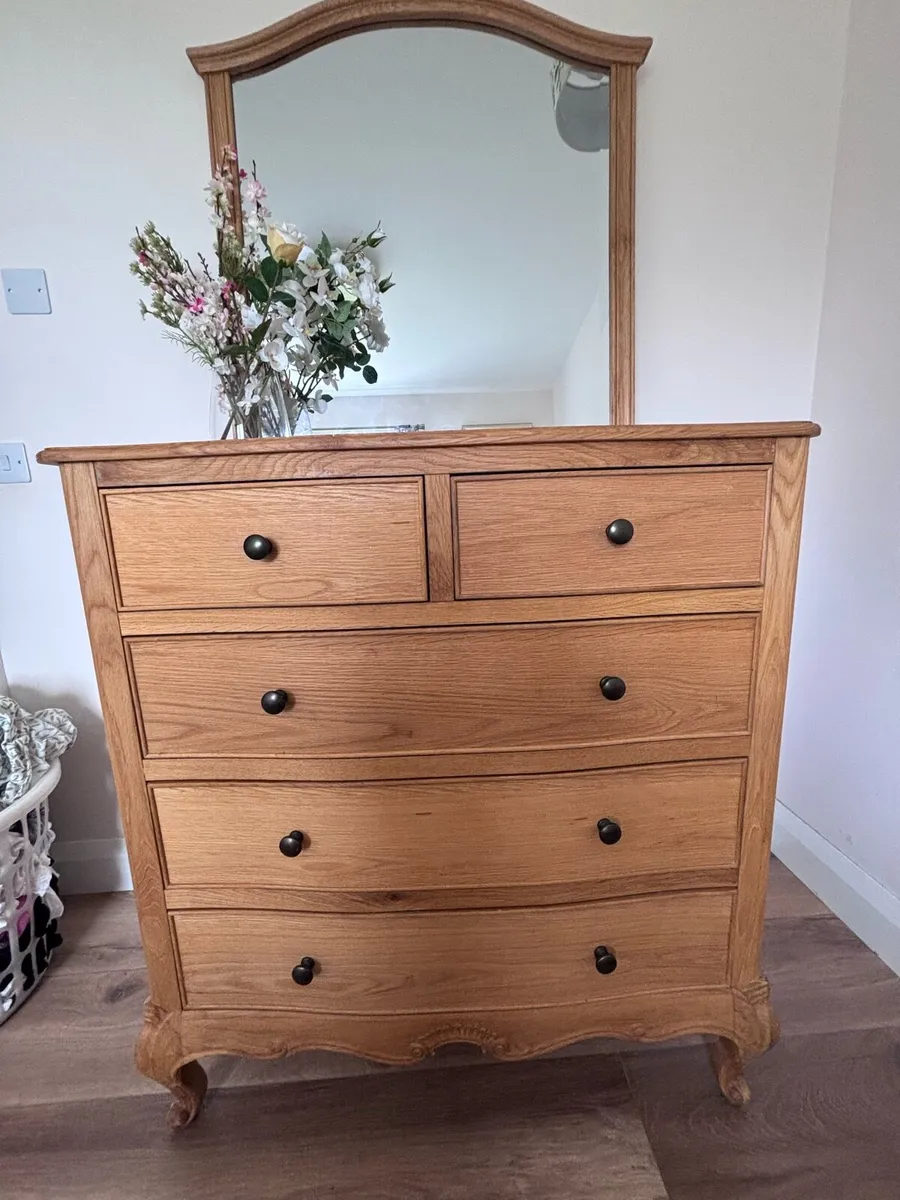 Chest of Drawers & Mirror - Solid Wood - Image 1
