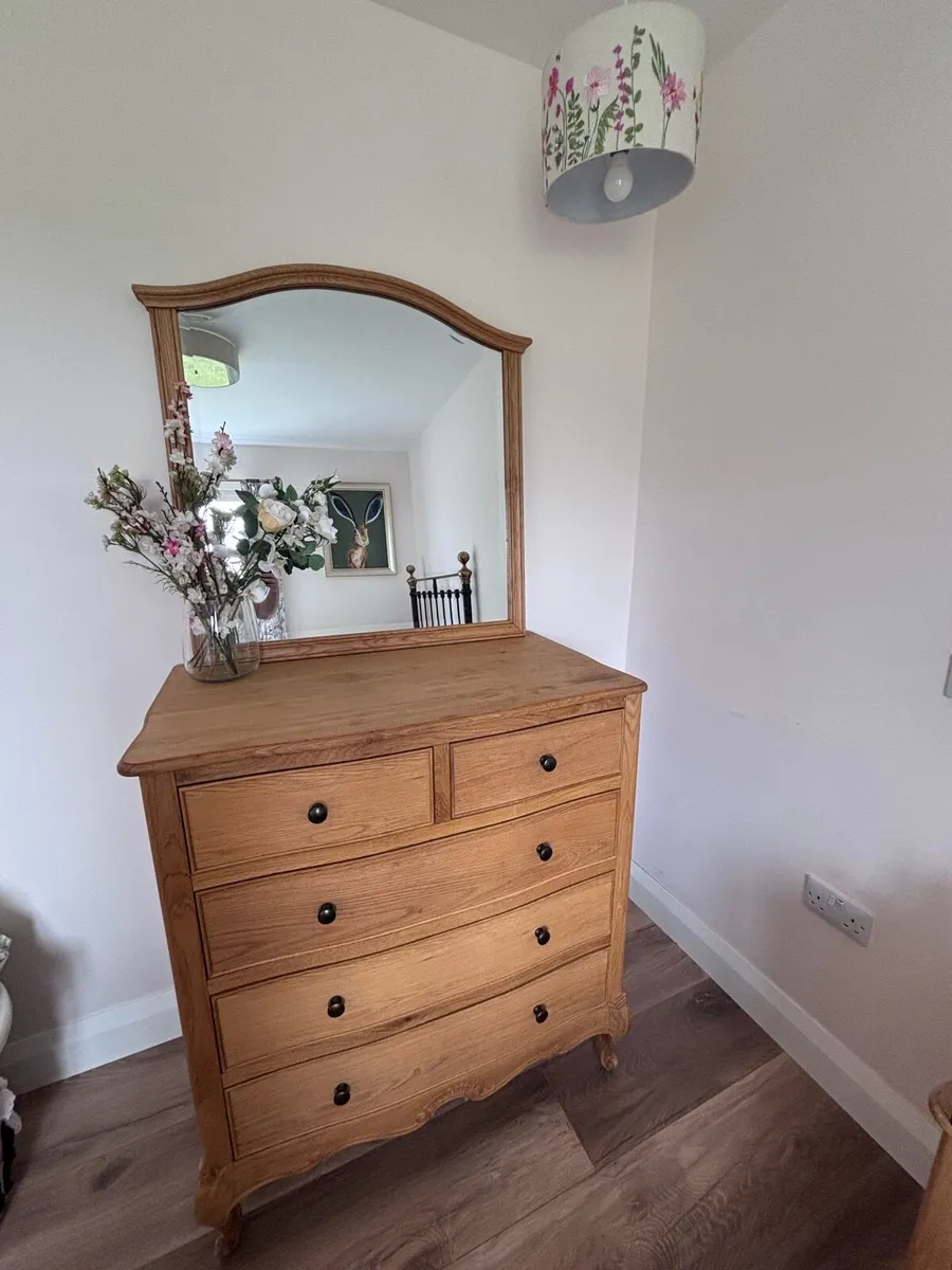 Chest of Drawers & Mirror - Solid Wood - Image 2