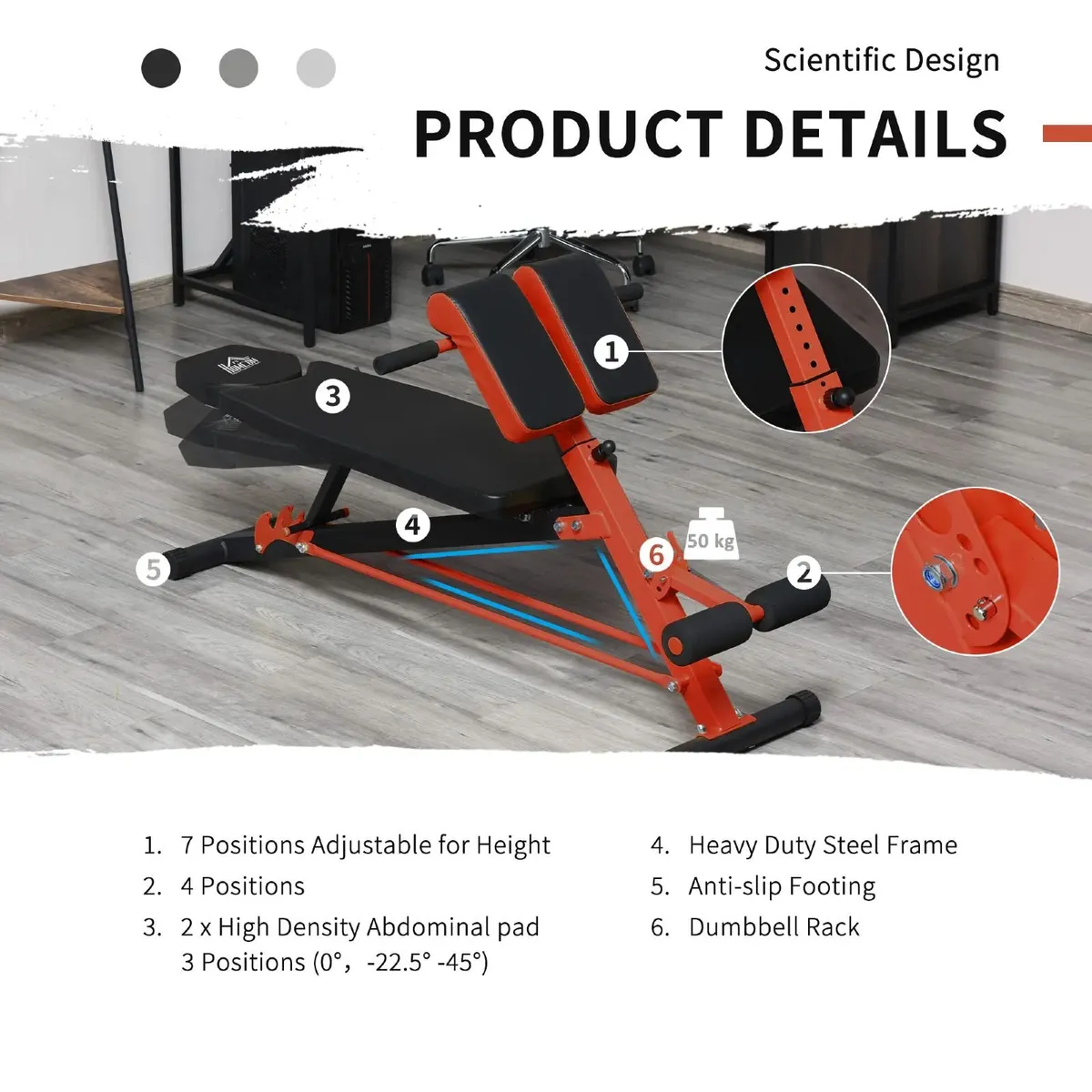 Multifunction Weight Bench 7 Level Adjustable Flat - Image 3