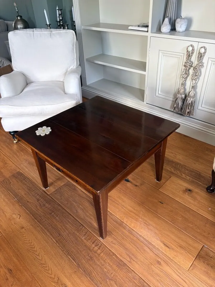 solid dark wood coffee table - Image 3