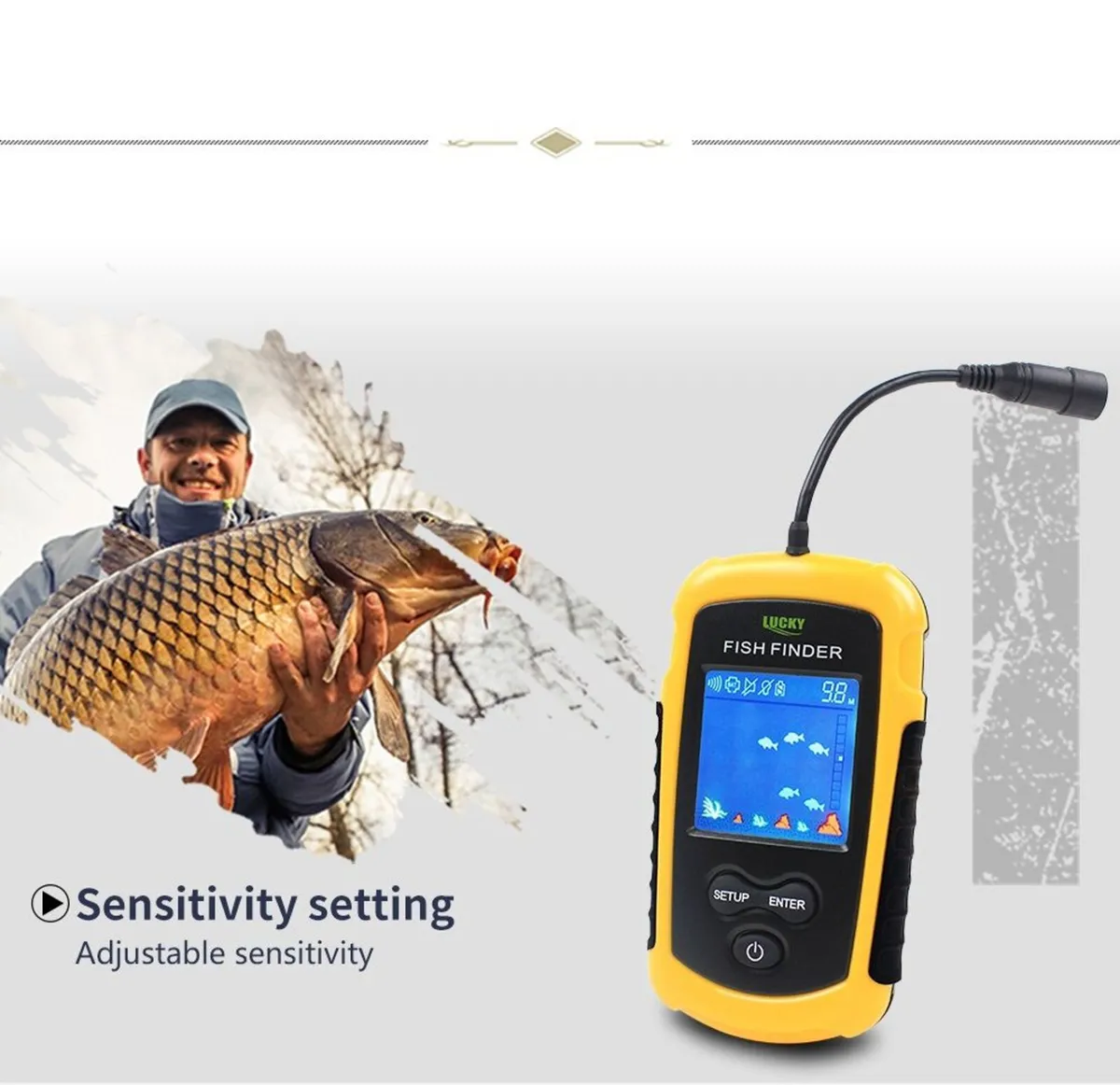 Portable Fish Finder 100M Sonar LCD Fishfinder - Image 1