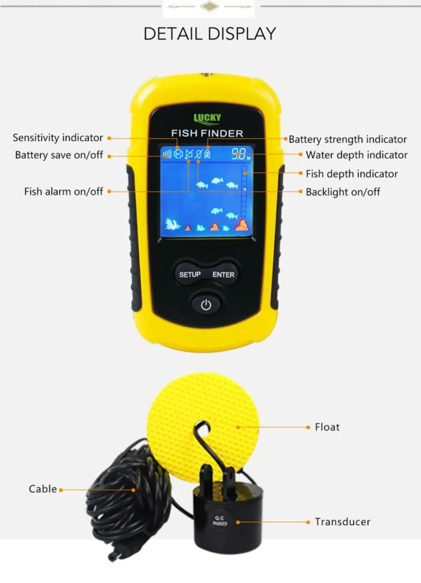 Portable Fish Finder 100M Sonar LCD Fishfinder - Image 4