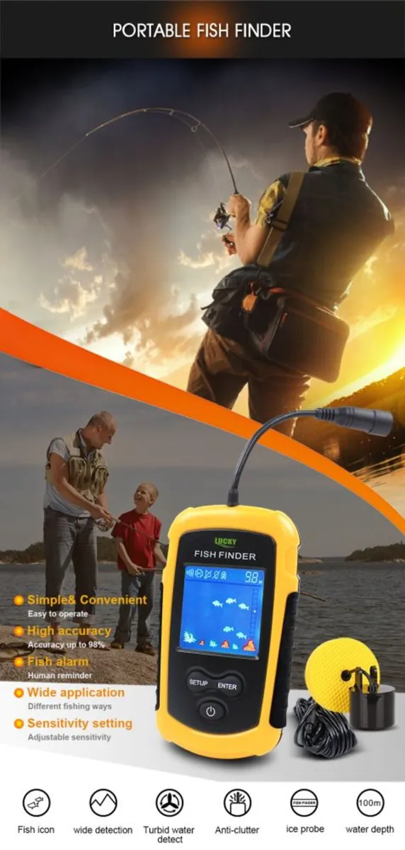 Portable Fish Finder 100M Sonar LCD Fishfinder - Image 3