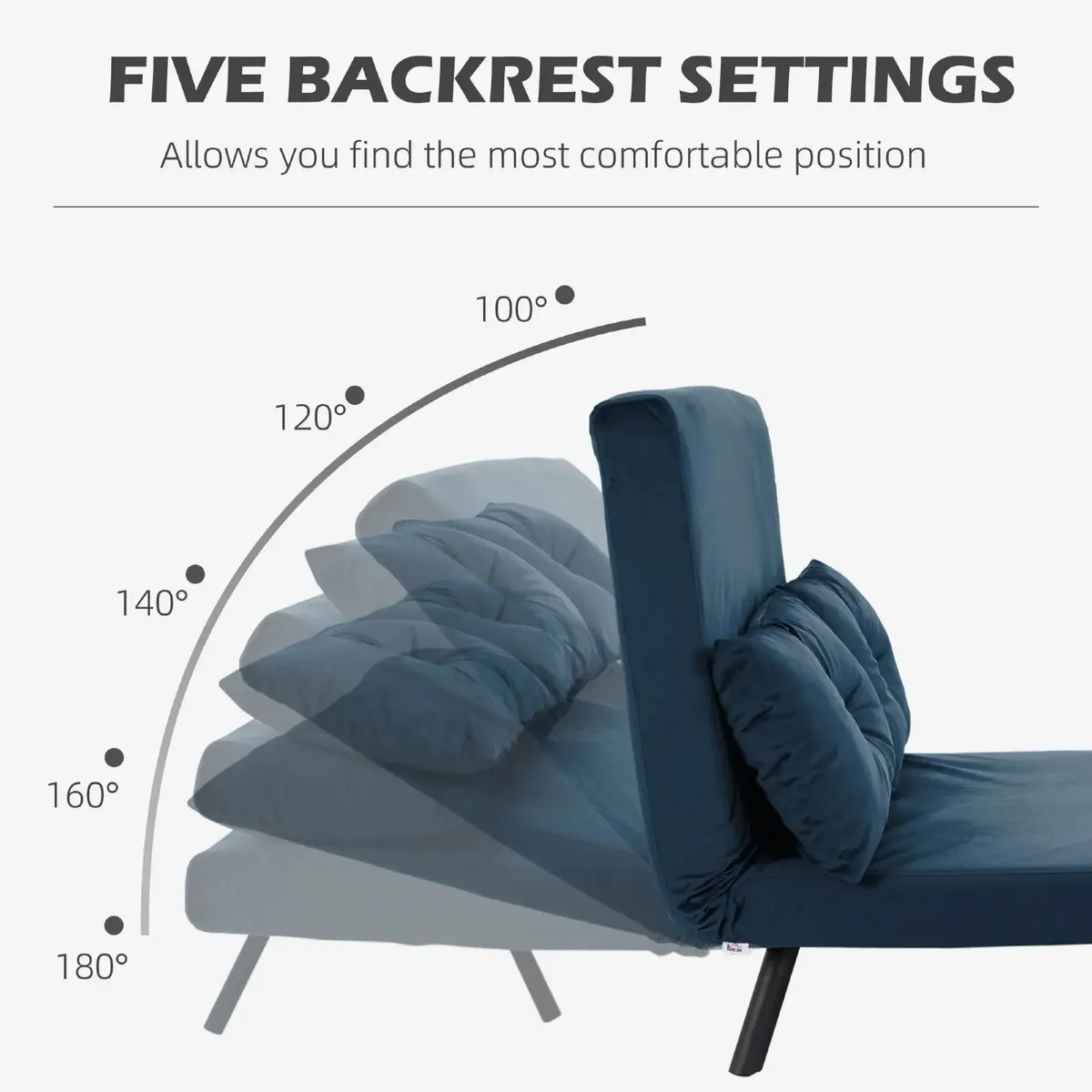 2 Seater Convertible Sofa Bed 5 Level Adjustable B - Image 4