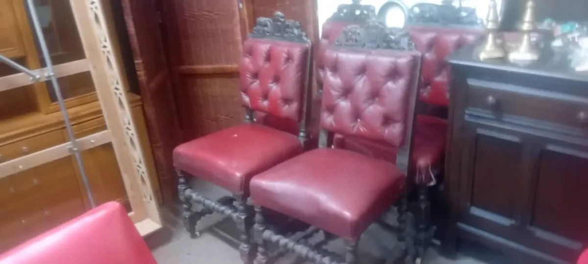 Set Of Four Antique Carved Oak Dining Chairs - Image 1