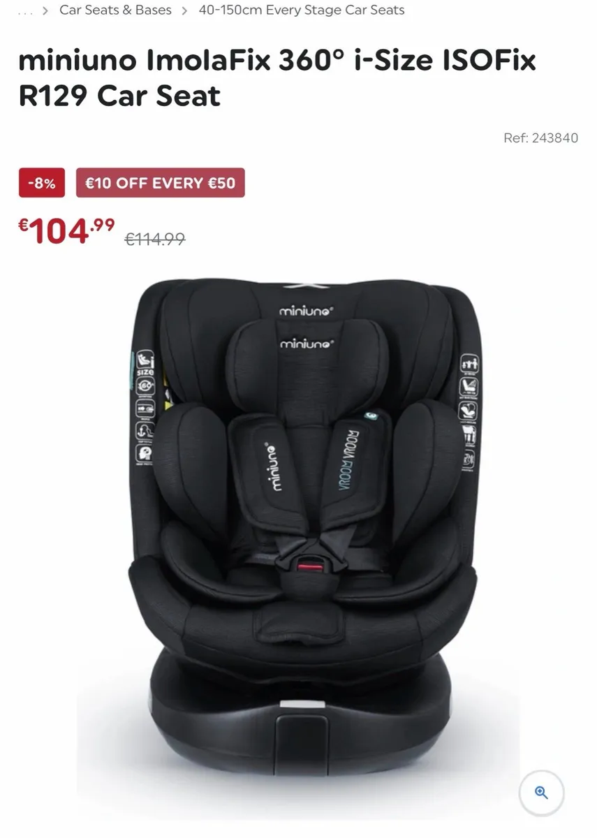 miniuno ImolaFix 360° i-Size ISOFix R129 Car Seat