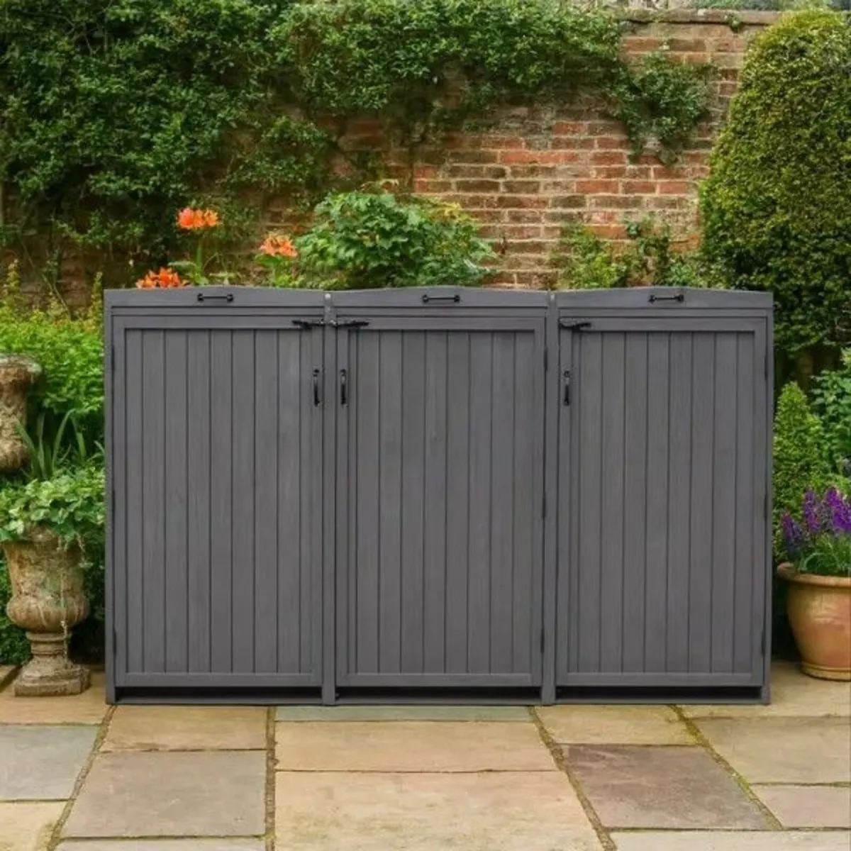 Deluxe Wheelie Bin Storage with Gas Struts – 3 Bay - Image 1