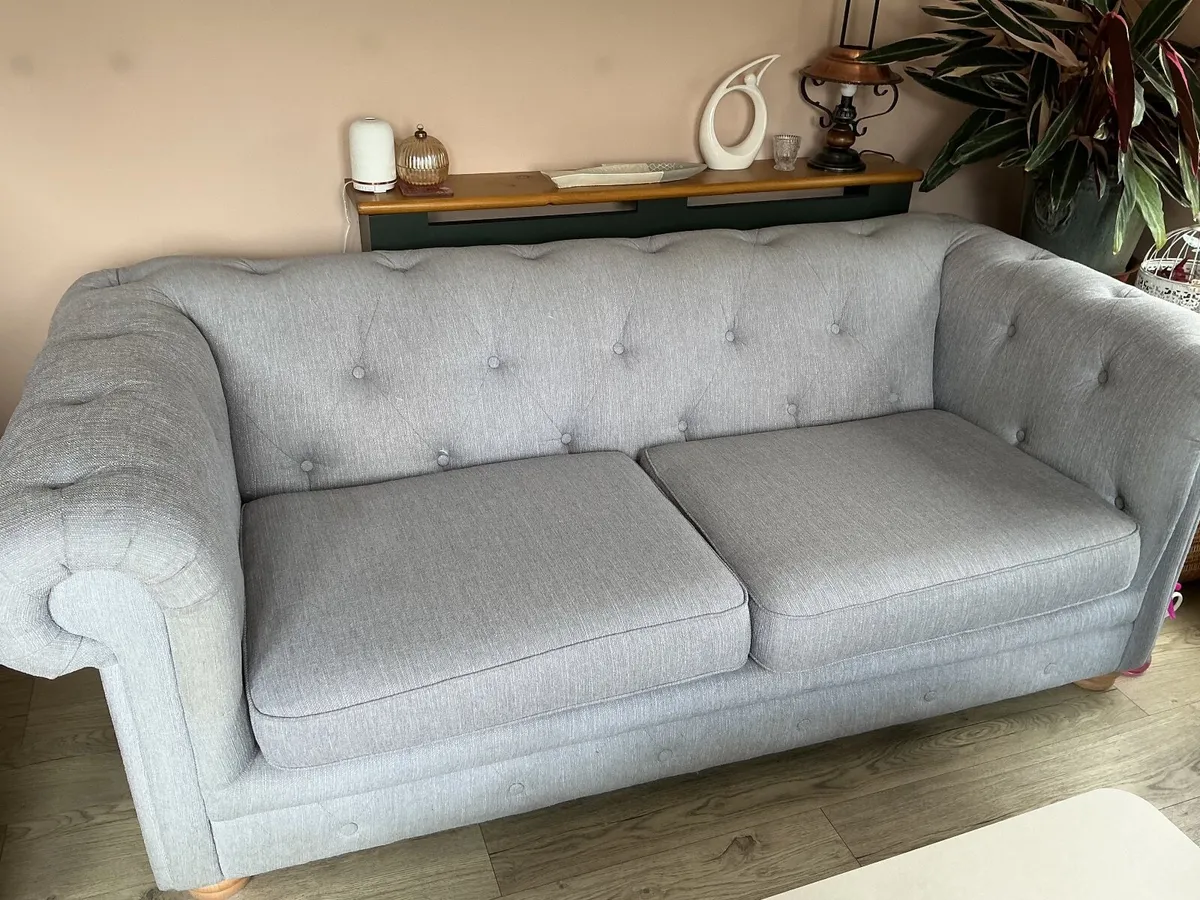 Chesterfield Grey Fabric Sofa - Image 1