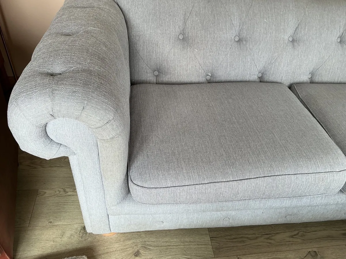 Chesterfield Grey Fabric Sofa - Image 3