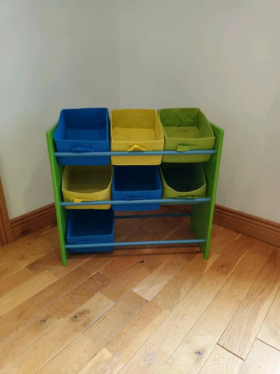 Colourful wooden storage rack - Image 1