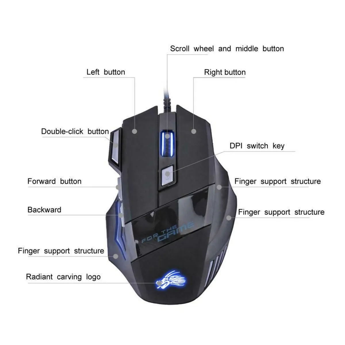 5500DPI LED Optical USB Wired Gaming 7 Buttons - Image 4