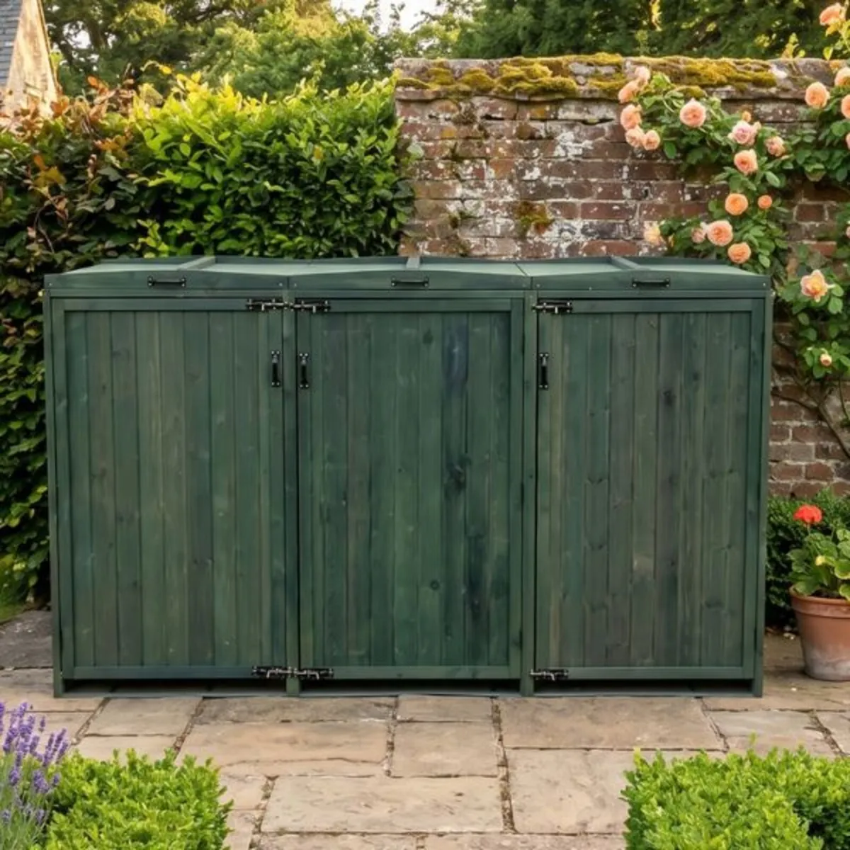Deluxe Wheelie Bin Storage with Gas Struts – 3 Bay - Image 1