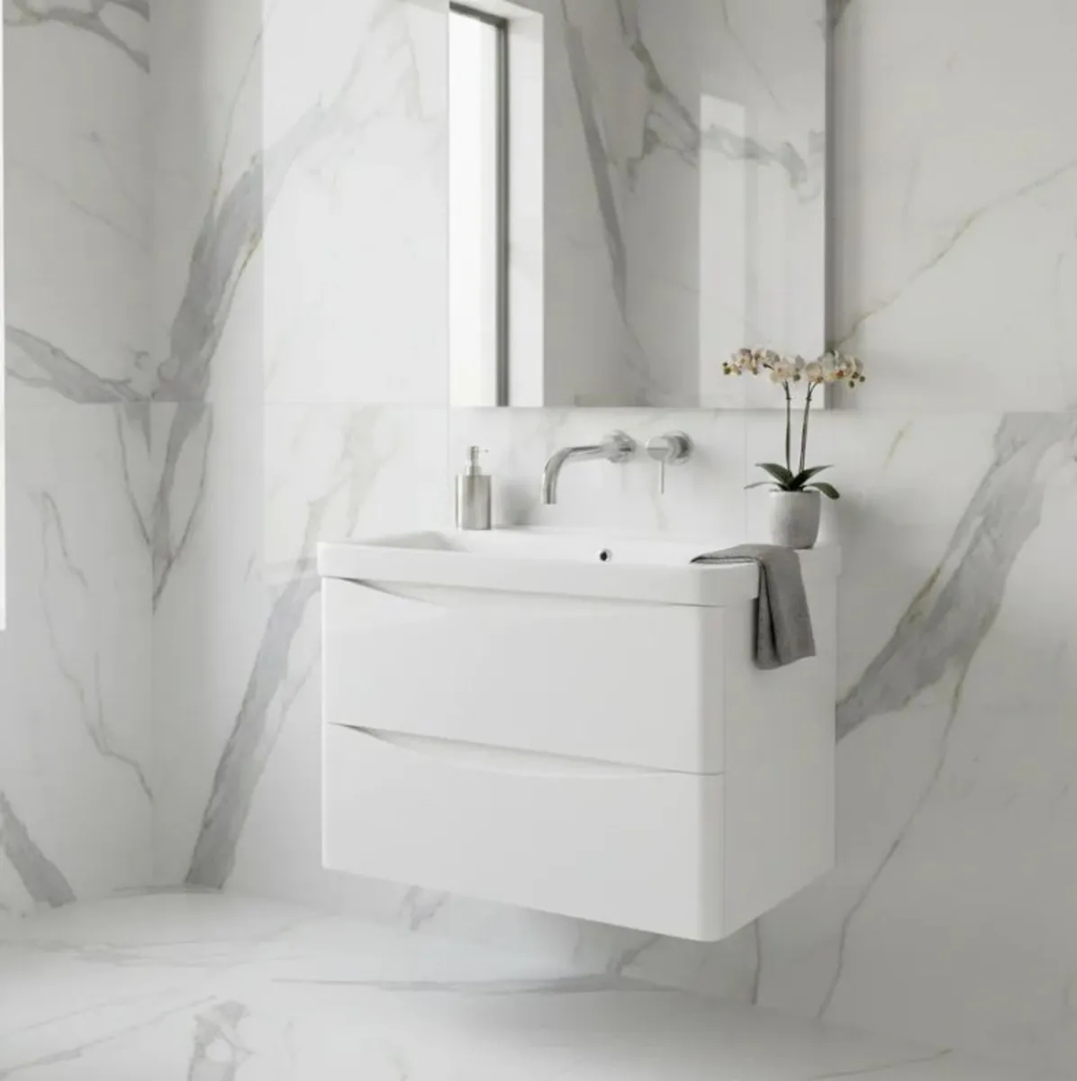 Happi 800mm 2 Drawer Wall Hung Vanity Unit