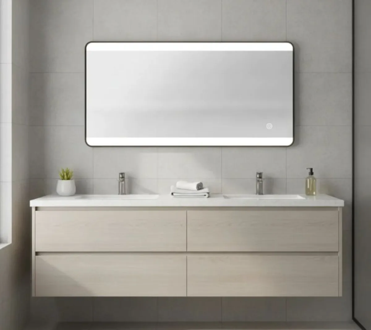 Noir Frosted Frame 1200mm x 600mm Backlit Mirror