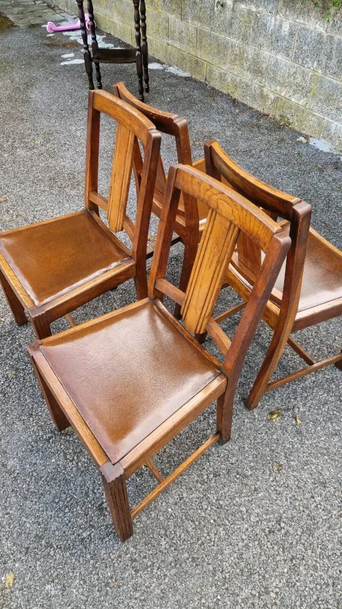 Set of 4 Vintage Solid Oak Dining Chairs - Image 2