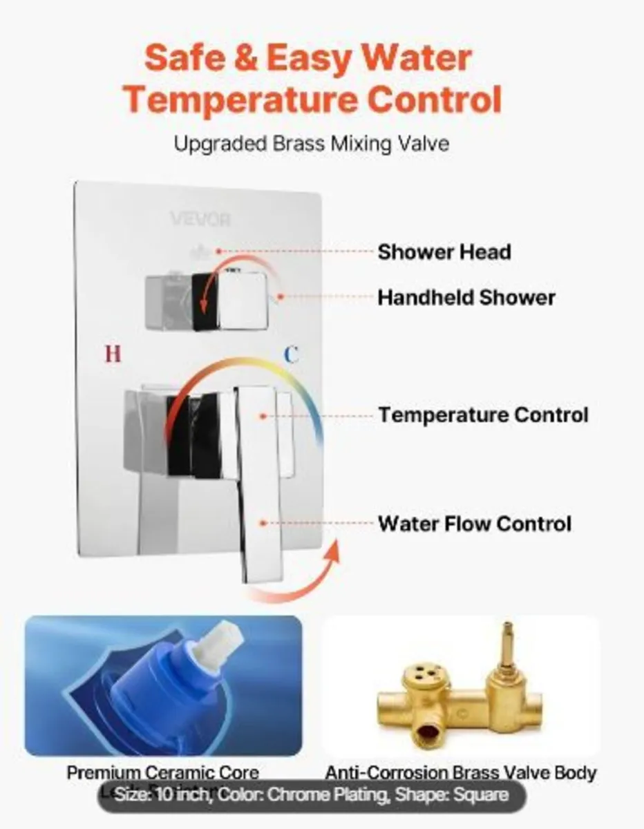 Shower Faucet Set, Rainfall Bathroom - Image 1