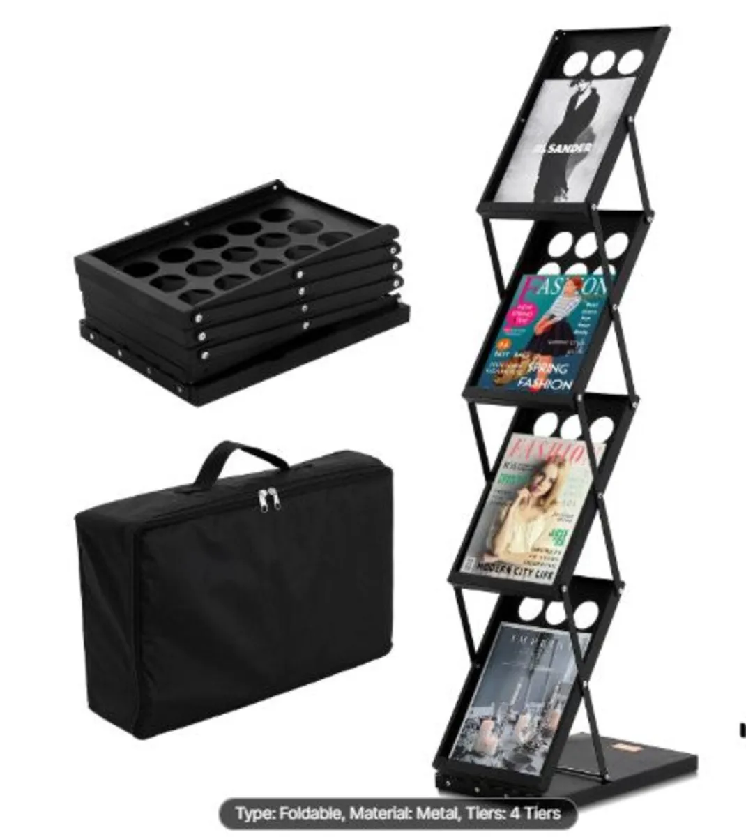 Foldable Magazine Display Rack. 4-Tier Brochure - Image 1