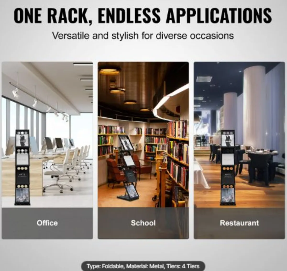 Foldable Magazine Display Rack. 4-Tier Brochure - Image 4
