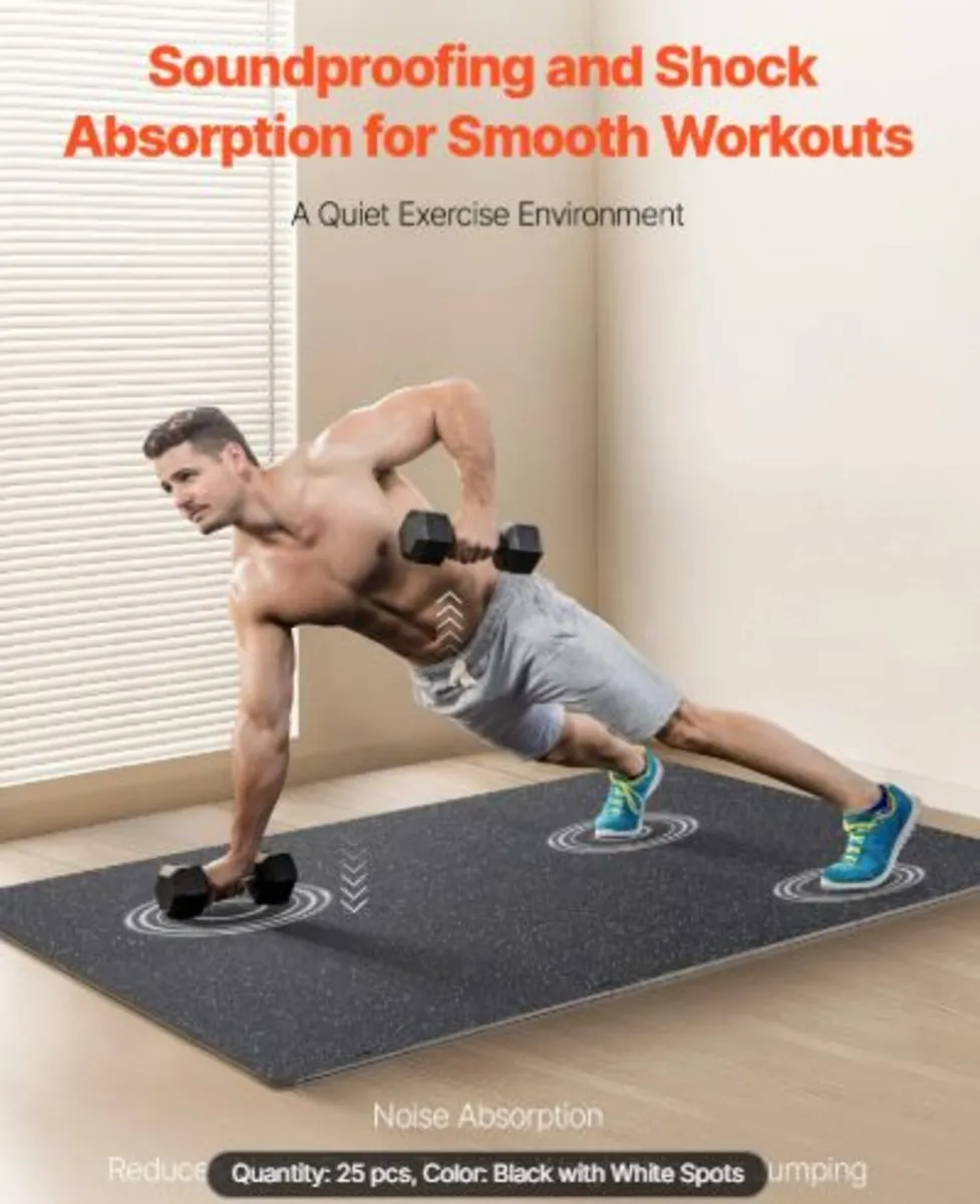 0.56 Inch Thick Gym Floor Mats, 25 Tiles Rubber - Image 3