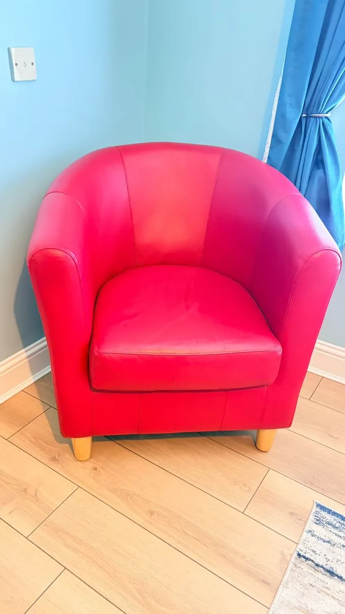 LEATHER ARM CHAIR FOOT STOOL - Image 2