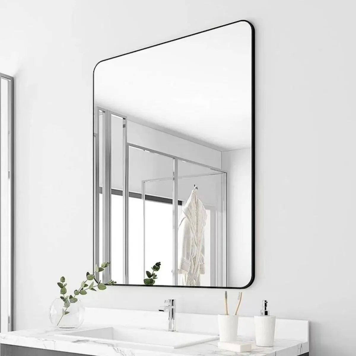 Bathshack - 8x6 Backlit Black Framed LED Mirror