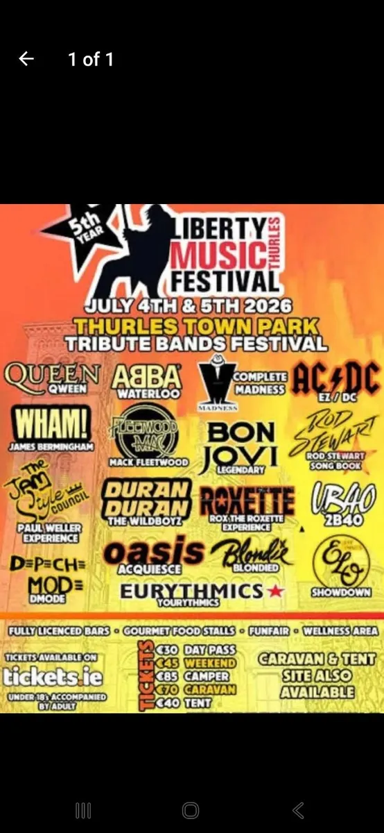 Liberty music festival plus Thurles Gaels camping
