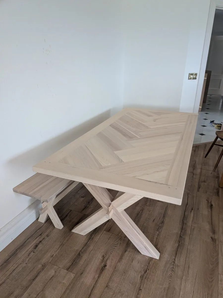 Ash dining table and bench - Image 1