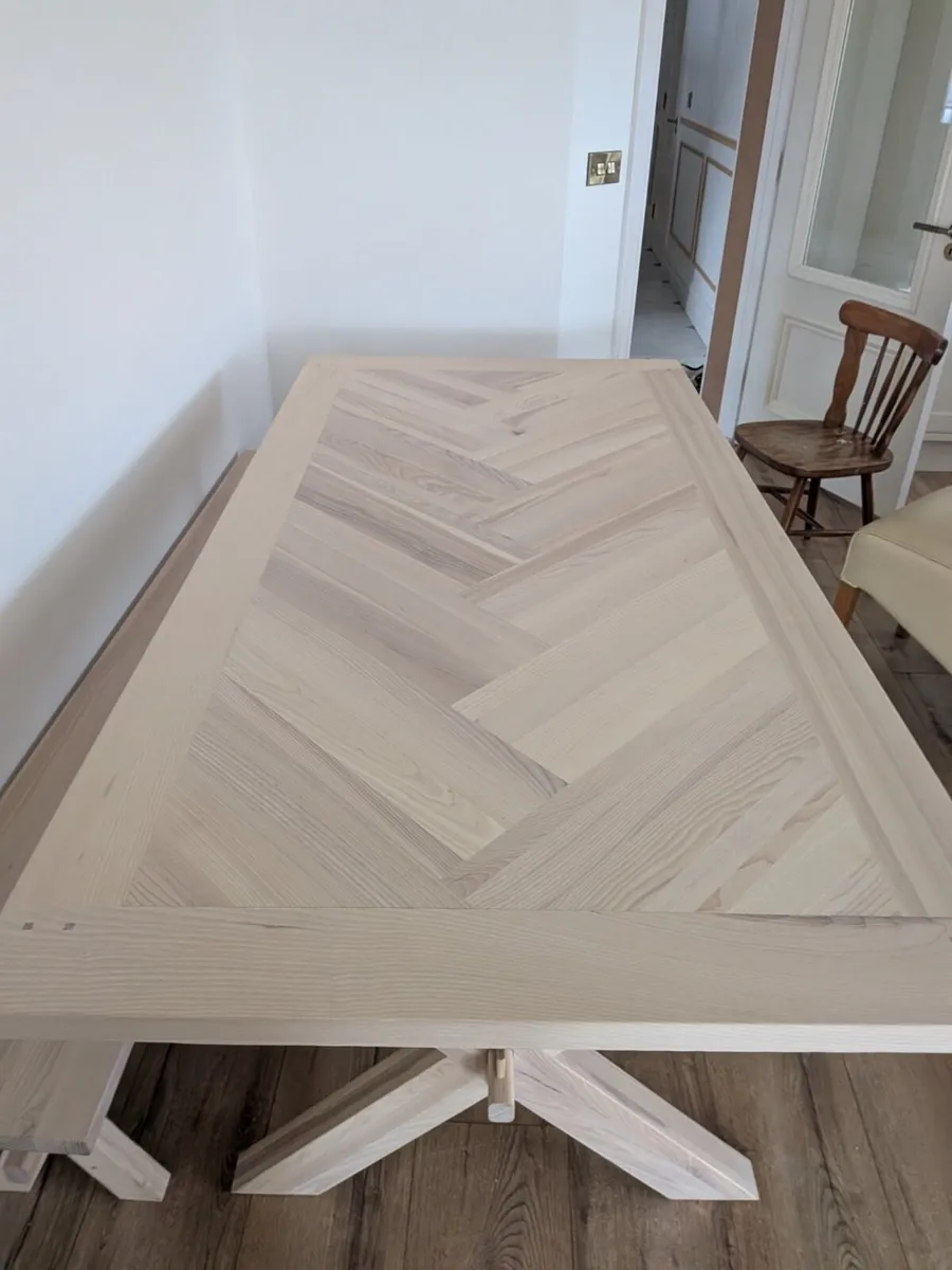 Ash dining table and bench - Image 2