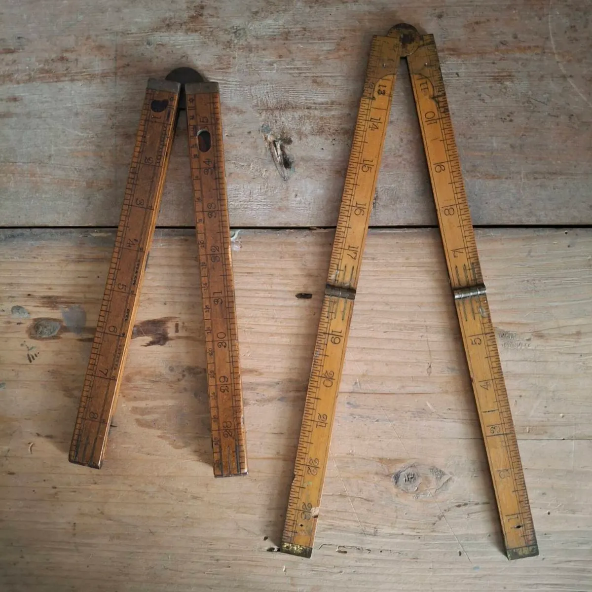 Antique Boxwood & Brass Folding Rulers - Image 2