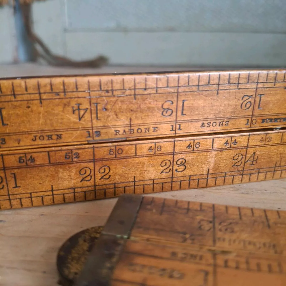 Antique Boxwood & Brass Folding Rulers - Image 3