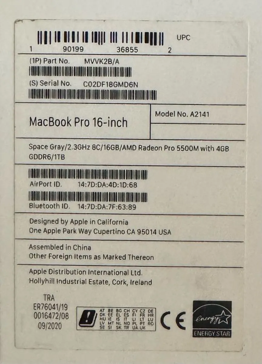 MacBook Pro (16-inch, 2019) Processor 2.3 GHz 8-Core Intel Core i9 Memory 16 GB 2667 MHz DDR4 Graphics Intel UHD Graphics 630 1536 MB - Image 3