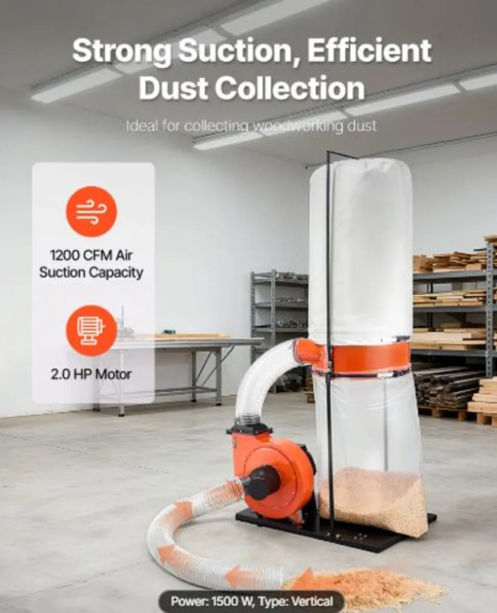 Dust Collector, 1200 CFM 2.5 Micron Vortex Cone - Image 2