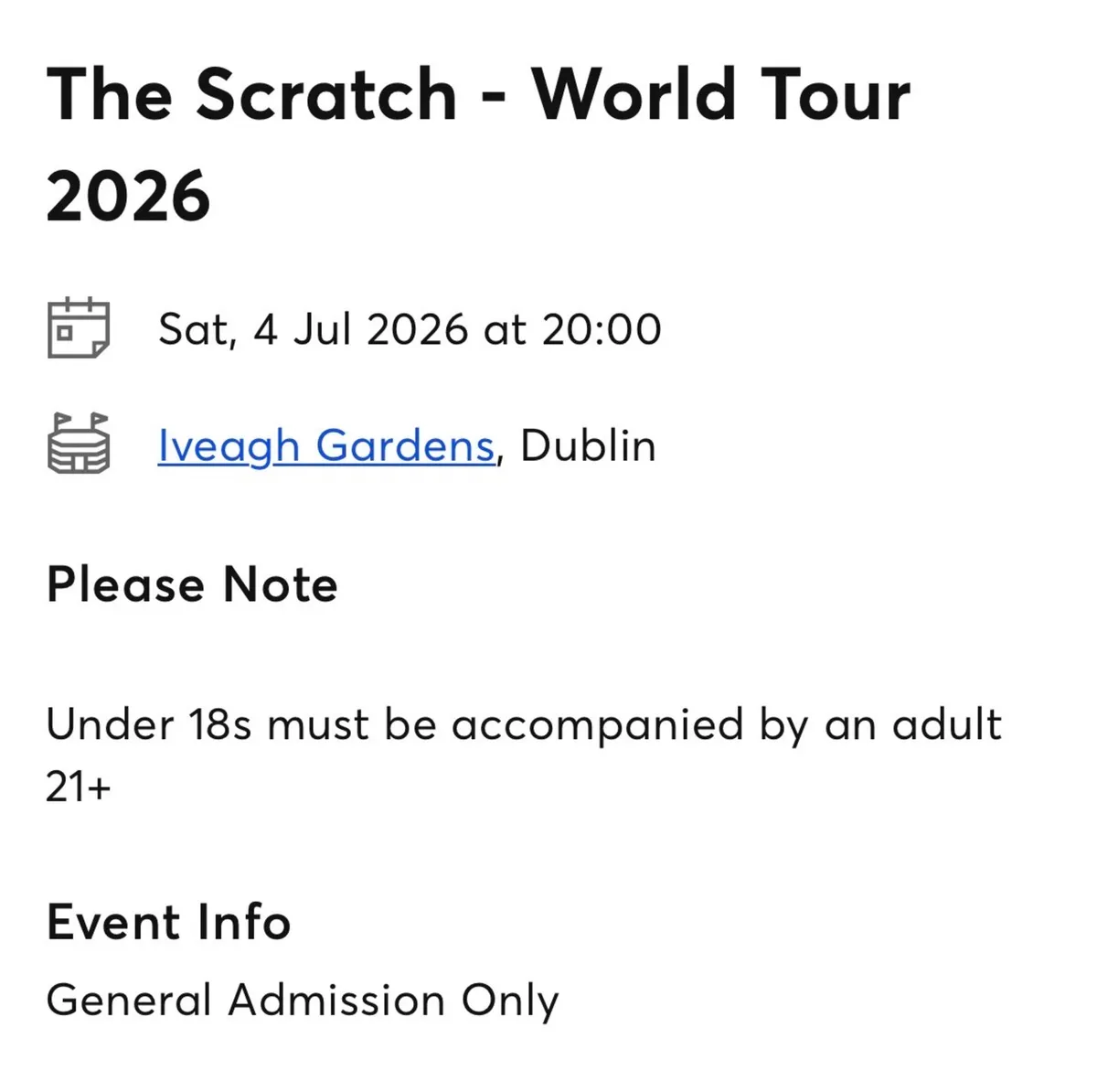 The Scratch Tickets x2, Iveagh Gardens Dublin - Image 3