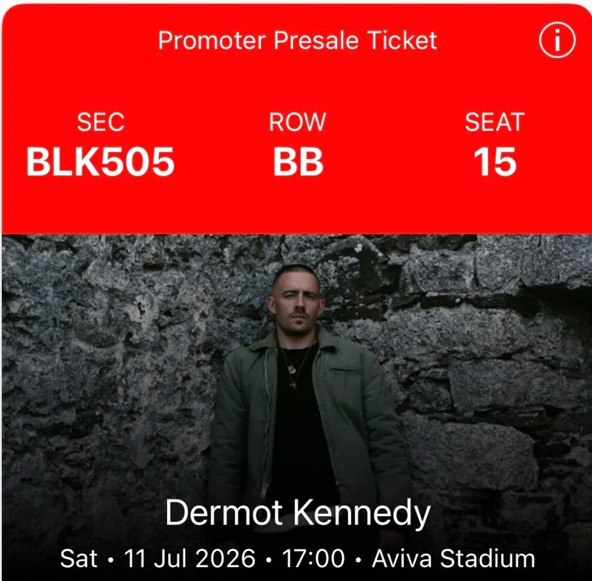 Dermot Kennedy 2 Tickets Saturday 11th July - Image 2