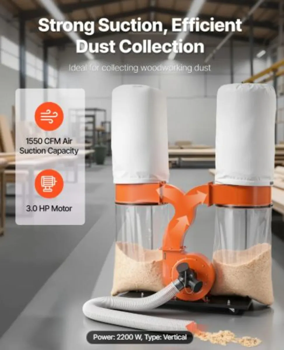 Dust Collector, 1550 CFM 2.5 Micron Vortex Cone - Image 3