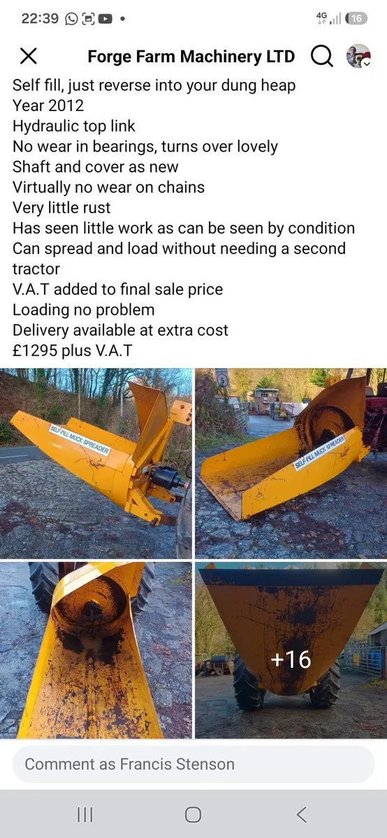 Self loading 3 pt linkage muck spreader - Image 1