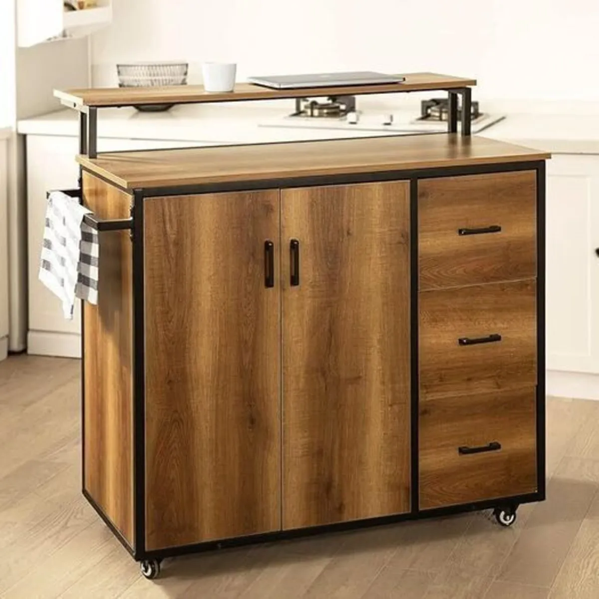 Kitchen Island Trolley with Storage Drawers and Wh - Image 3