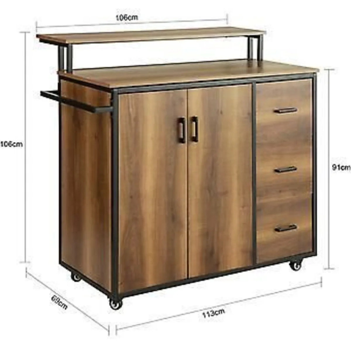 Kitchen Island Trolley with Storage Drawers and Wh - Image 4