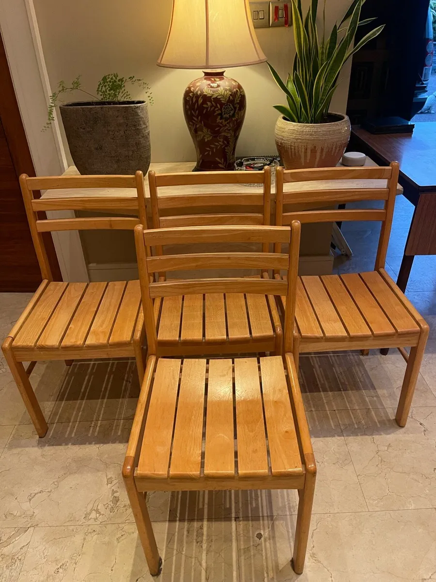 4 x Lovely Wooden Kitchen Dining Chairs - Deliver - Image 1