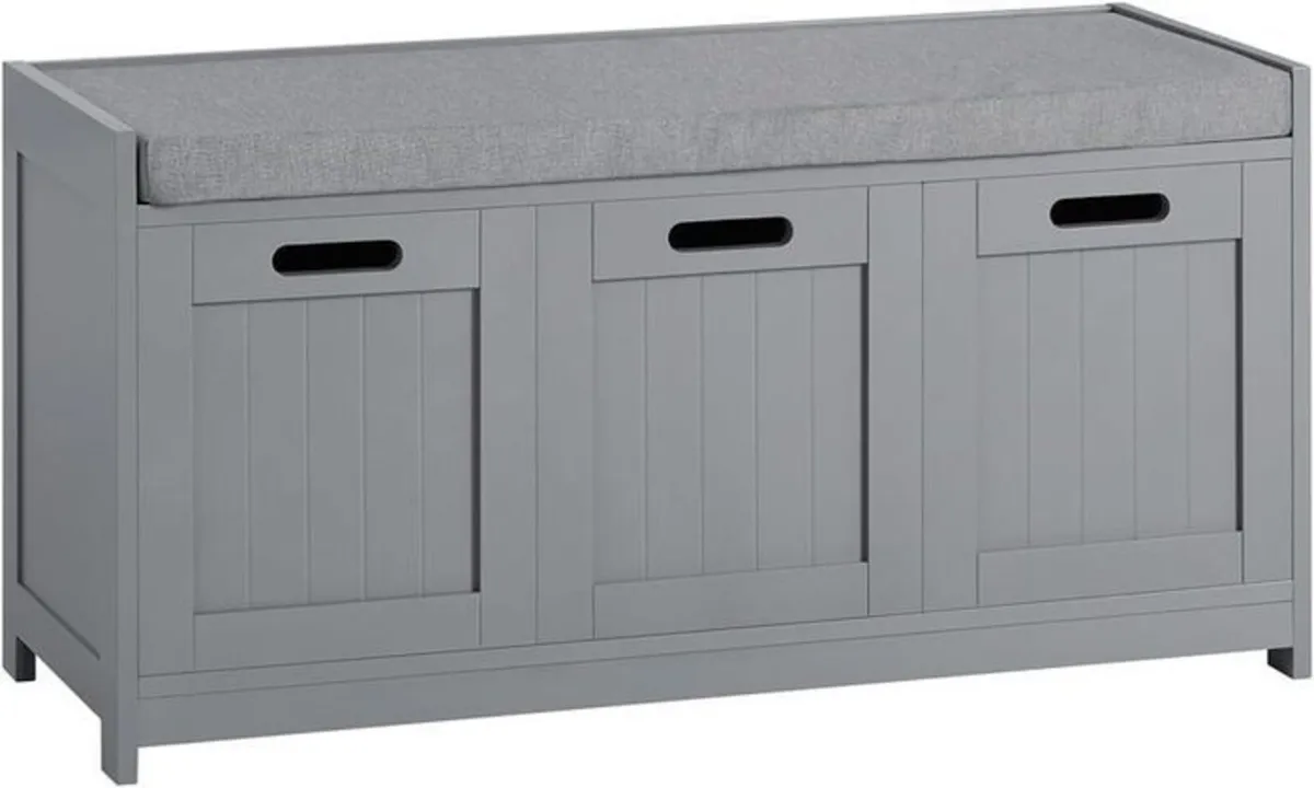Elegant Storage Bench & Shoe Cabinet Grey - Image 3