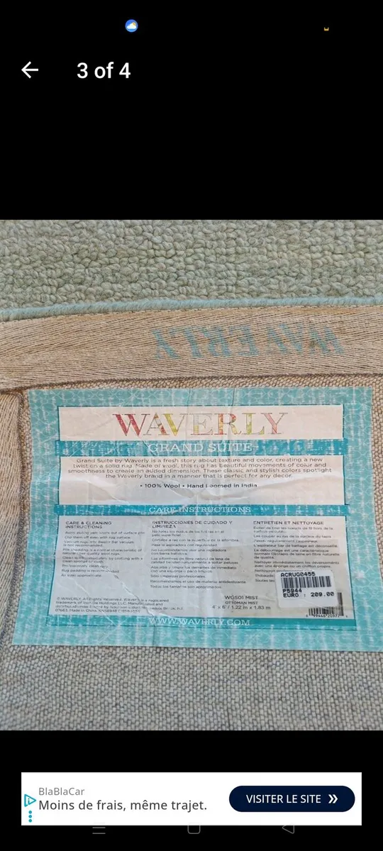 Wool rug soft green colour 122 x 183 - Image 3