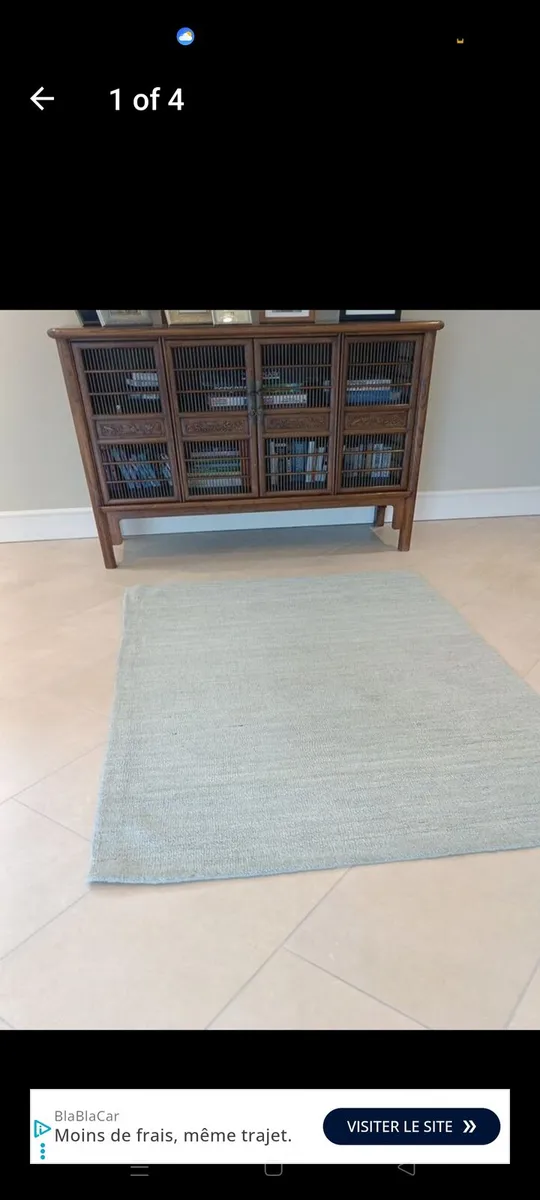 Wool rug soft green colour 122 x 183 - Image 1