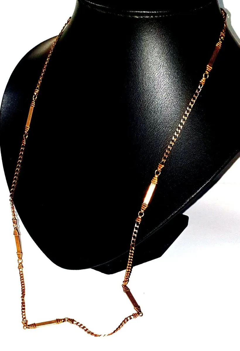 Vintage 9ct Gold 26" Bar & Link Necklace - Image 1