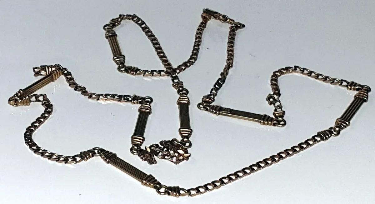 Vintage 9ct Gold 26" Bar & Link Necklace - Image 2