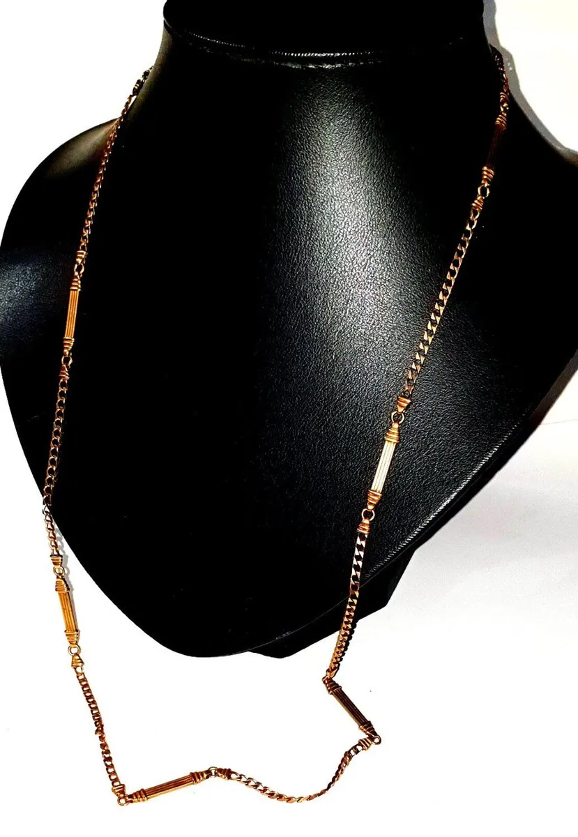 Vintage 9ct Gold 26" Bar & Link Necklace - Image 3