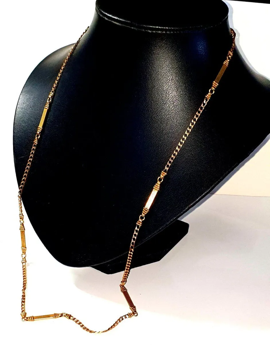 Vintage 9ct Gold 26" Bar & Link Necklace - Image 4