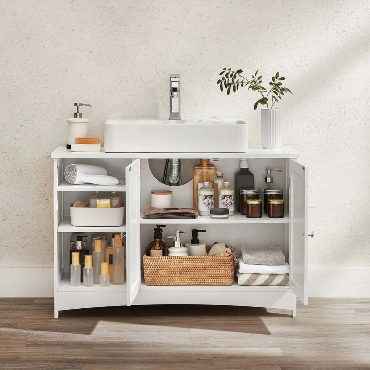 Bathroom Washbasin Cabinet with 2 Doors & Adjustab - Image 2
