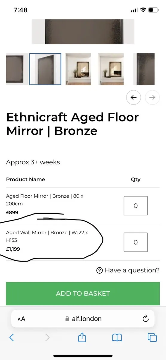 Ethnicraft mirror bronze aged new in box - Image 2