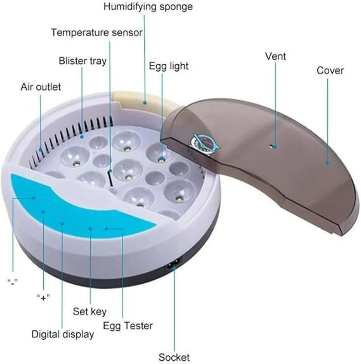 9 Egg Automatic Incubator with LED Tester - Image 3